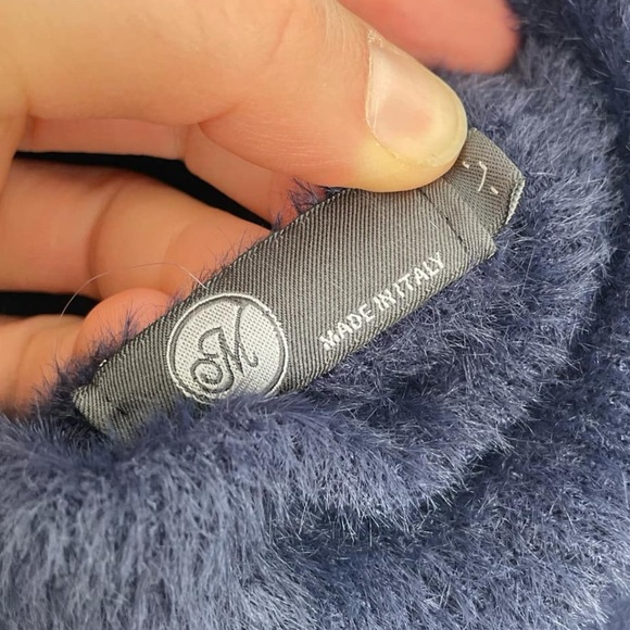 M Made in Italy Blue Cozy Turtleneck Knit Sweater Women’s L Soft Minimalist - Picture 4 of 5